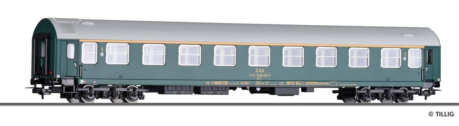 TILLIG 74937 - H0 Reisezugwagen 1. Klasse Am, Typ Y, der CSD, Ep. IV